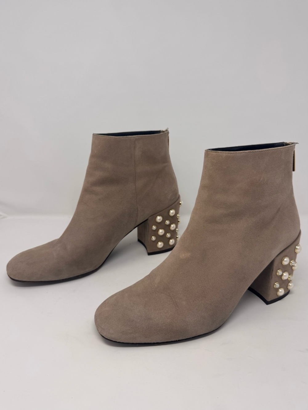 Stuart Weitzman Size 10 Pearl Bacari Tan Brown Heeled Studded Suede Boho Boots